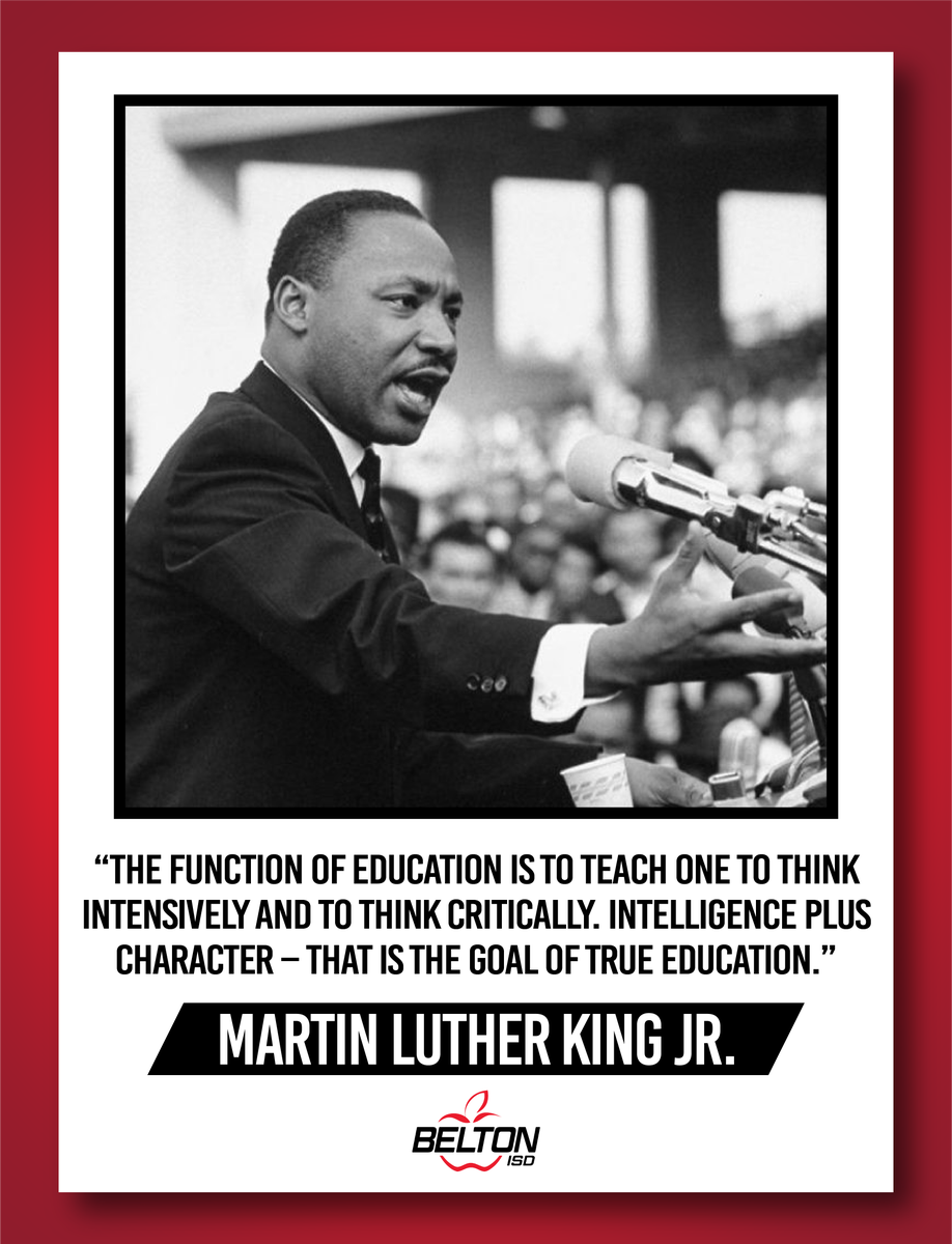 BeltonISD's tweet photo. Today we celebrate Dr. Martin Luther King's legacy. As a district, may we always strive to provide "true education" for EACHandEVERYstudent. 🍎 #MLKDay2021 https://t.co/8wiz7eEf9y