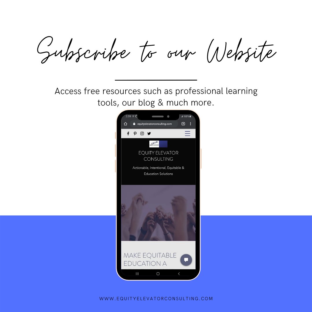 ElevatorEquity's tweet image. Subscribe to our Website
Resources to help you elevate equity in your school and community. equityelevatorconsulting.com

#EquityElevator #equity