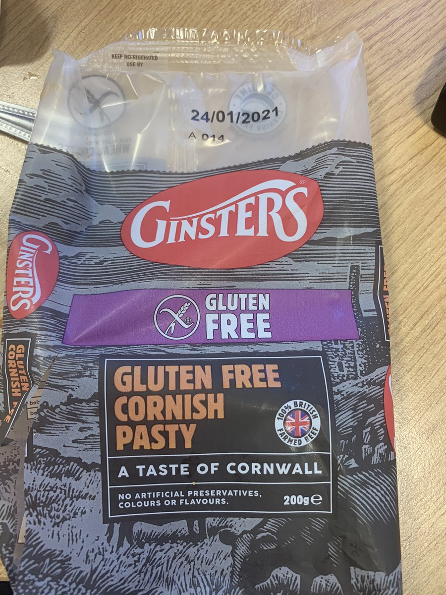 m_gration's tweet photo. @therealginsters Ginsters Gluten Free Cornish Pasty, bought from @sainsburys Ripley, did not expect it to contain plastic!? https://t.co/cQHv7rn7gW