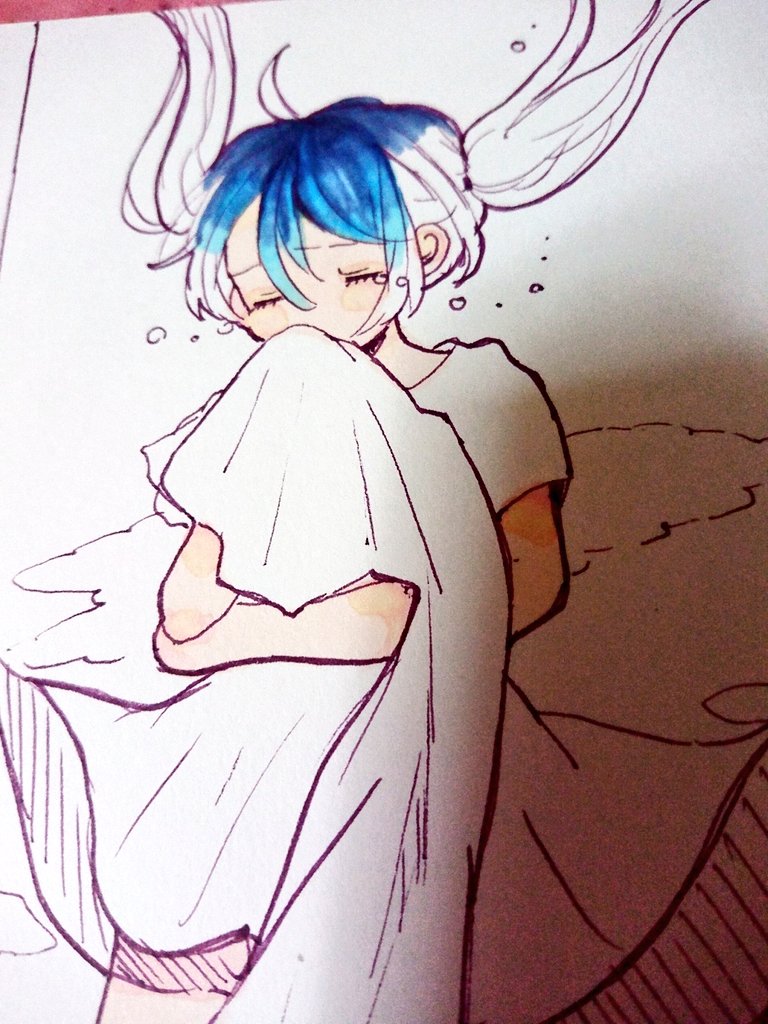 霽れを待つ 最近聴いてる曲のイラストを描いてます ももうさぎ 水彩とコピック のイラスト