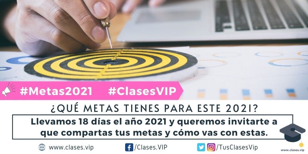 TusClasesVIP's tweet photo. ¿Qué Metas Tienes Para este 2021?
Llevamos 18 días el año 2021 y queremos invitarte a que compartas tus metas y cómo vas con estas.
Participa de esta #PreguntaDeLaSemana, con los Hashtags #Metas2021 y #ClasesVIP. https://t.co/T1K4VRCO5G