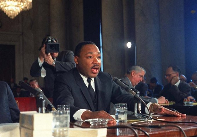 Martin Luther King Jr. testifies before the Senate Government Operations subcommittee in Washington on December 15, 1966. Photo credit: AP.  #MLK    #MLKDay    #MLKDay2021  