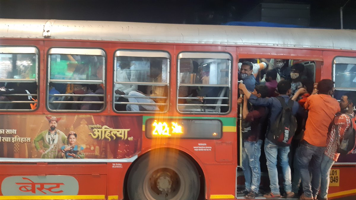 Dhrumit_0039's tweet photo. Does this picture need any clarification or explanation? Is this the way #Mumbaikars are suppose to travel....@myBESTBus @CMOMaharashtra @OfficeofUT  @WesternRly 
#resumemumbailocal #Mumbai #Railways #Maharashtra 
#COVID19
#India https://t.co/PT6GnOgu51