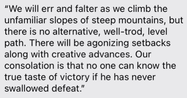 on the inevitability of defeat, and why we should not allow setbacks to lead us to despair: