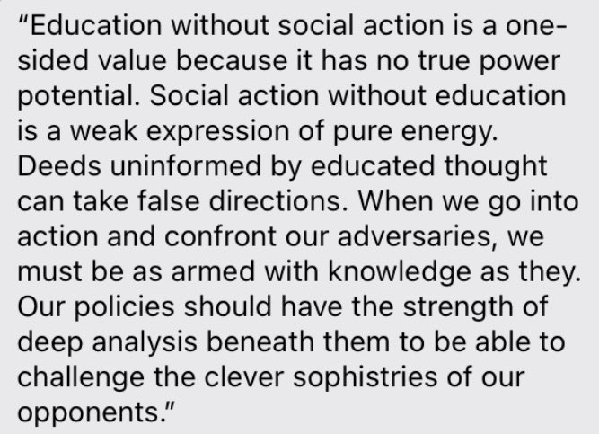 finally, on education for education’s sake, and why education that isn’t being used for social action is pointless. also, why any successful social actions must be rooted in an understanding of our enemy and the battles we face (this means understanding political HISTORY):