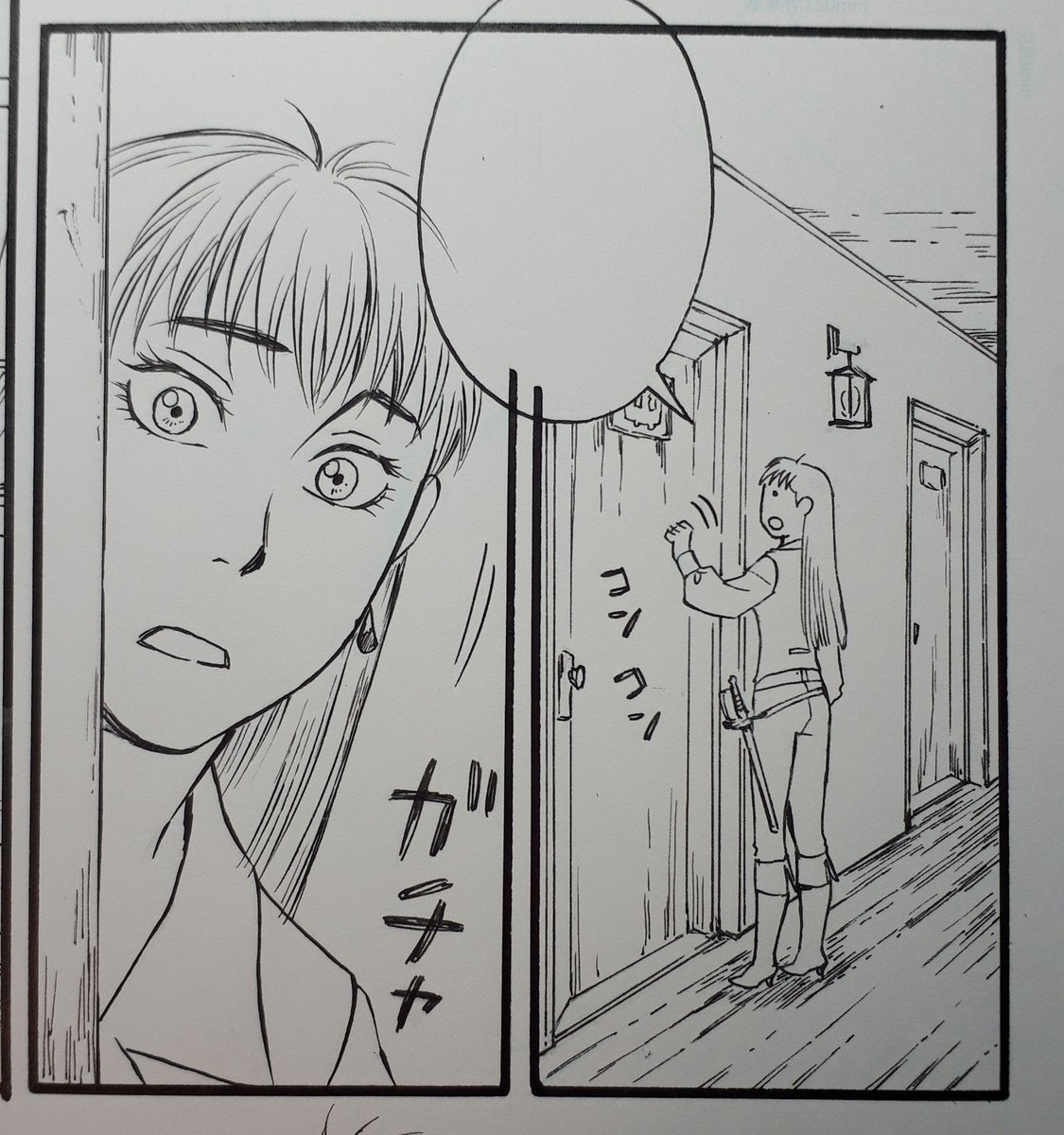 背景ペン入れ65p到達。たぶんだいぶ終盤になってきてるはず…真っ直ぐな線を引いてる時は、シグノ最高～超便利!ってなってます。 #白い竜 
