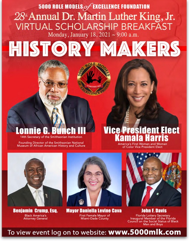 SuzeGuillaume's tweet photo. Today at 9:00am, you can watch the 28th Annual Dr. Martin Luther King, Jr. Virtual Scholarship Breakfast from the comfort of your home. https://t.co/bt6WTnJbO7 @5000RoleModels @KamalaHarris @AttorneyCrump @SmithsonianSec @MayorDaniella @JohnFDavisJD 
#MLKDay2021 #MLKDayofService https://t.co/qI6ACBd0NR