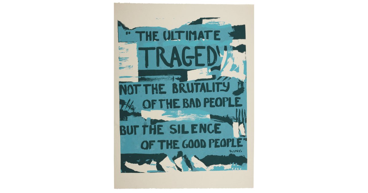 "The ultimate tragedy—not the brutality of the bad people but the silence of the good people"This 1968 poster borrowed Dr. Martin Luther King Jr.'s words.Today, it bridges two critical periods in King's life: the Birmingham campaign and the Poor People's Campaign.  #MLKDay  
