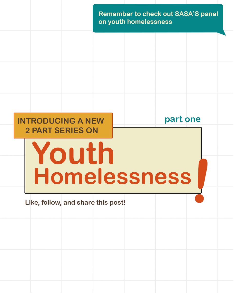 sasacu3's tweet image. Hi everyone! SASA is here to present our series  on youth homelessness to promote our panel event “Displaced at Home: Unpacking Ottawa's Housing &amp;amp; Homelessness Emergency". 

This is part one, an introduction to the issue of youth homelessness. 

Please retweet and share!
