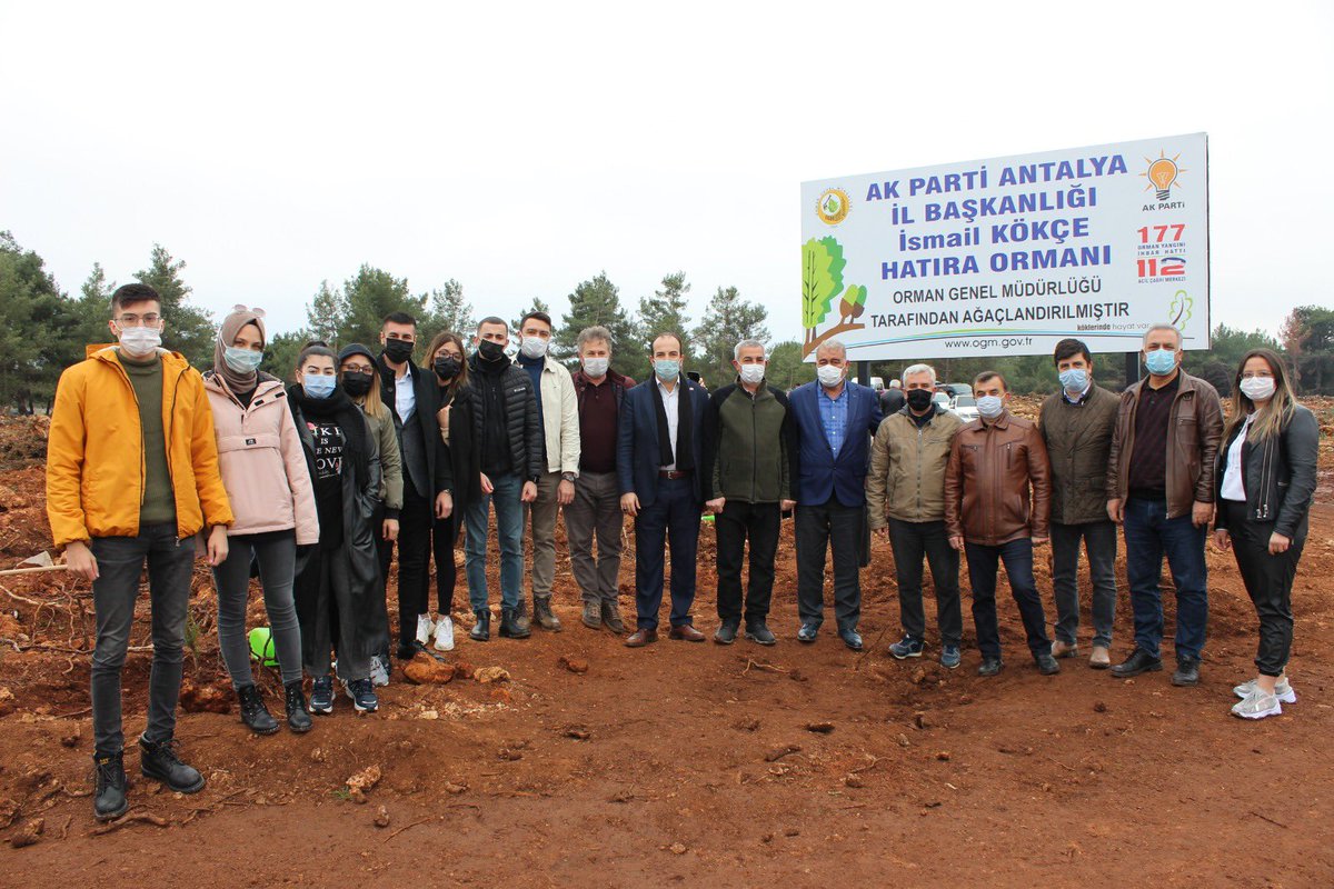 Akparti Antalya İl Başkanlığı İsmail Kökçe hatıra ormanı , ağaç dikimi için Milletvekillerimiz den MYK Üyemiz  Mustafa KÖSE,
İbrahim Aydın ,İl Başkanımız Av. İbrahim Ethem Taş/ AK Parti Antalya İl Başkanı ,İl Başkanlamız ve il yönetim kurulu üyelerimizle ağaç dikimi yaptık
