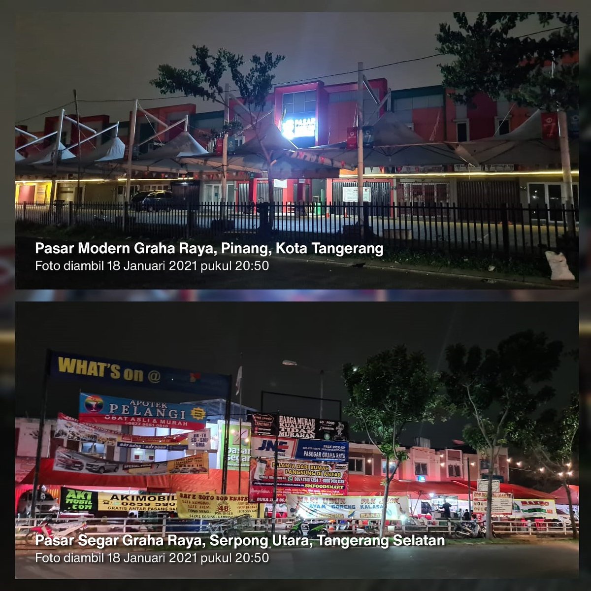 abouttng's tweet photo. Satu kawasan, namun beda administrasi. Yang diatas sudah tutup dari jam 7 malam, yang dibawah masih beroperasi. Jadi masih ada solusi kalau laper tengah malam 🤭 https://t.co/rh9tvb1wUL