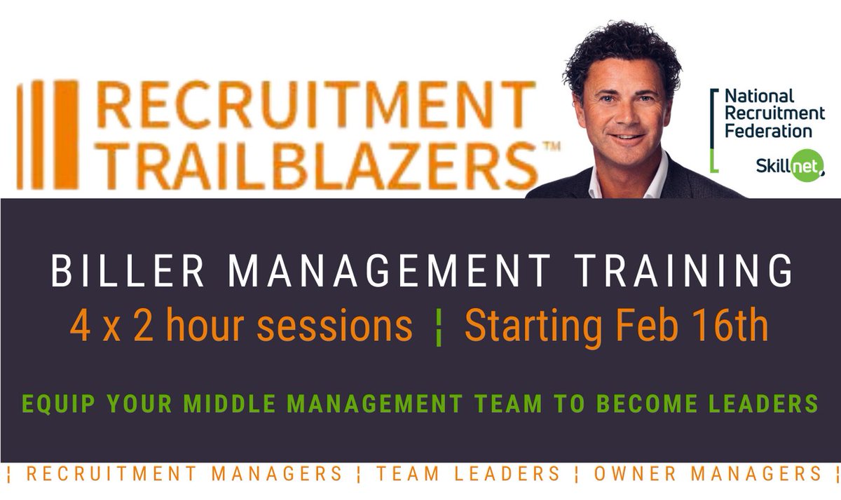 BILLER MANAGEMENT TRAINING with <a href="/osborne_tweets/">James Osborne</a> &amp; @nrfskillnet - created for equipping Management Teams who are billing to become true leaders whilst also building a team. 4x2hr sessions. See bit.ly/35QLoeW or email anna@nrf.ie #training #management #leadership #NRF2021