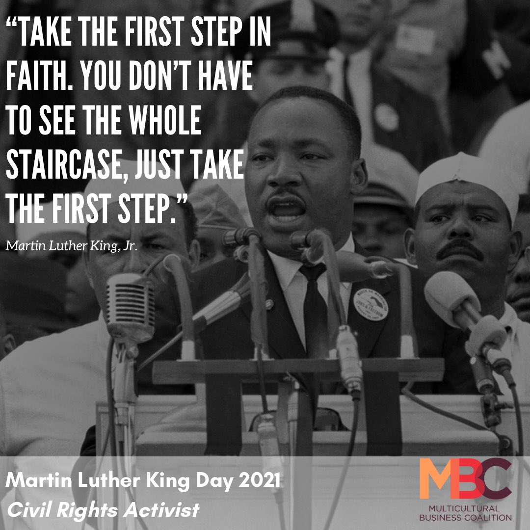 TheMBCnetwork's tweet photo. Happy Martin Luther King, Jr. Day from the Multicultural Business Coalition.

Martin Luther King Jr. was a leader of the American civil rights movement. https://t.co/HEuRLf6qTs