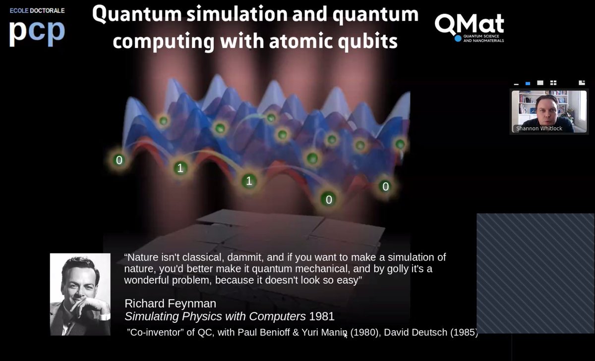 m_morgado10's tweet photo. So 1st lecture of 2021! @unistra @Qmat_UniStra @eucor   on #QuantumSimulation &amp; #QuantumComputing with #AtomicQubits :D https://t.co/cabITIuzu2