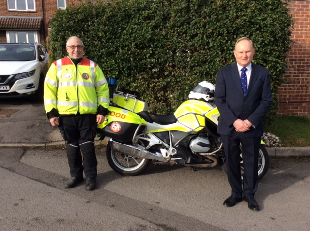 <a href="/Masonic_Charity/">Masonic Charitable Foundation</a> <a href="/wiltsgazette/">Gazette & Herald</a>  At last Wiltshire Freemasons had the opportunity to confirm a donation of £4,000 to SERV Wessex Blood Bikes, and Provincial Secretary Phil Still was on hand to meet volunteer rider Robert Smith who acknowledged receipt (all Covid compliant)