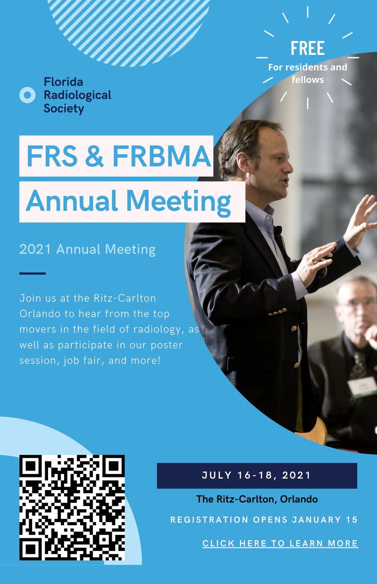 FRS RFS (@frs_rfs) on Twitter photo 2021 FRS Annual Meeting registration live! Free for FL residents & fellows. First 40 to register will receive a hotel expense stipend. Details and registration link below👇
<a href="/UflRad/">UF Department of Radiology</a> <a href="/usfradiology/">USF Radiology - Residency & Fellowship</a> <a href="/ufjaxrads/">UF Jax Radiology Residency</a> <a href="/MayoFL_RadRes/">Mayo Clinic Radiology Residency Florida</a> <a href="/MSMCRads/">Miami Beach Radiology</a>
ow.ly/vSLT50DbjVY 2021 FRS Annual Meeting registration live! Free for FL residents & fellows. First 40 to register will receive a hotel expense stipend. Details and registration link below👇
<a href="/UflRad/">UF Department of Radiology</a> <a href="/usfradiology/">USF Radiology - Residency & Fellowship</a> <a href="/ufjaxrads/">UF Jax Radiology Residency</a> <a href="/MayoFL_RadRes/">Mayo Clinic Radiology Residency Florida</a> <a href="/MSMCRads/">Miami Beach Radiology</a>
ow.ly/vSLT50DbjVY
