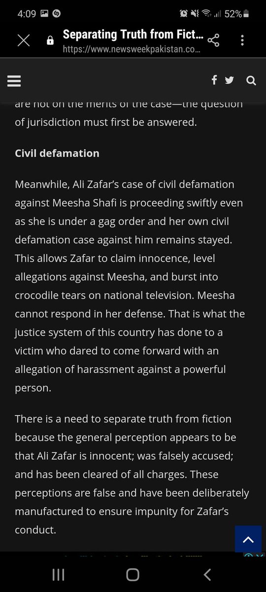 5. Meesha & her clan claims that anyone who speaks for Ali is paid, not only bloggers & news channels but he also influenced court. Meesha claims she has no support, infact she has support from the sitting minister in Pakistan, also her daughter who writes articles against Ali.