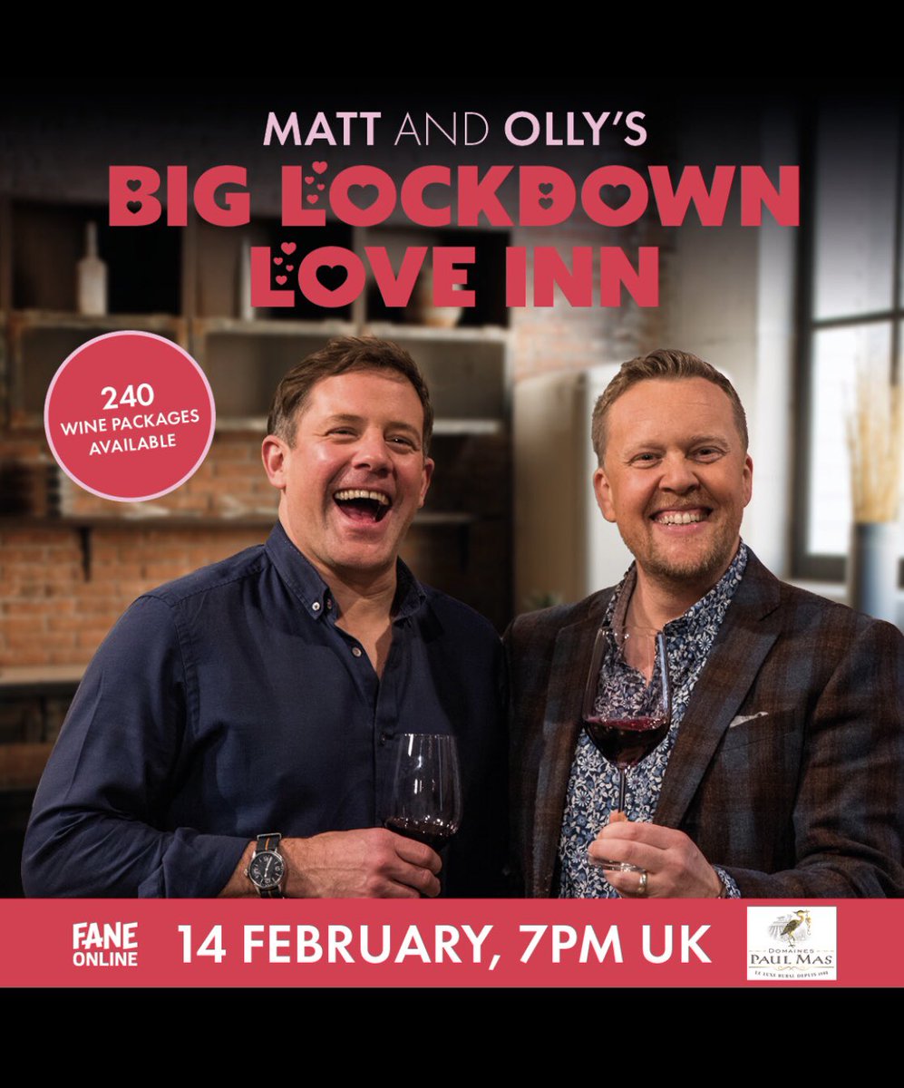 matt_tebbutt's tweet image. No plans for 14th Feb? Join me and Olly at the Lockdown Love Inn .. Live at 7pm   fane.co.uk/love-inn