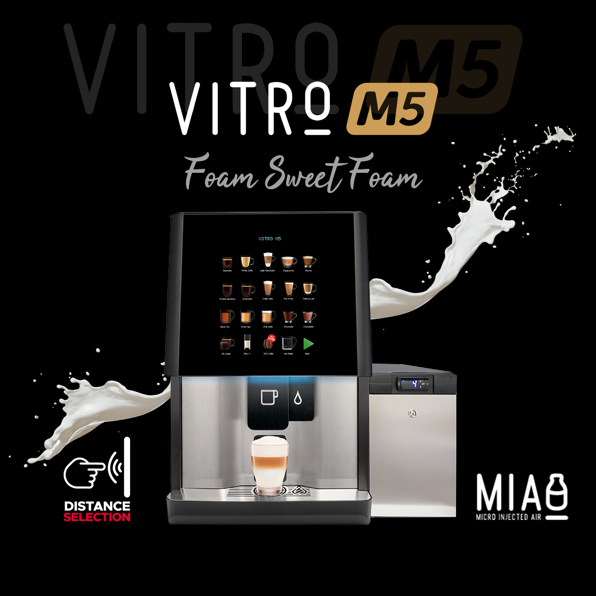Azkoyen Vending is pleased to announce a new addition to our award-winning Vitro range, the Vitro M5 with the latest innovative patented Micro-Injected Air (MIA). It offers a full selection of espressos and fresh milk drinks with a delicious cold or hot foam ☕