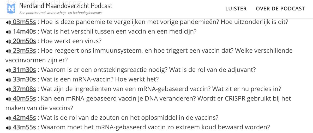 lievenscheire's tweet photo. Onze volledige podcast over de corona-vaccins duurt bijna 2 uur.
Daarom dit handige lijstje met de besproken onderwerpen en hun tijdsaanduiding, te vinden op de site https://t.co/hJXhSWWobw . 
Daar kan je klikken op een onderwerp om direct naar het juiste stuk te springen. https://t.co/xOSfjdfBMb