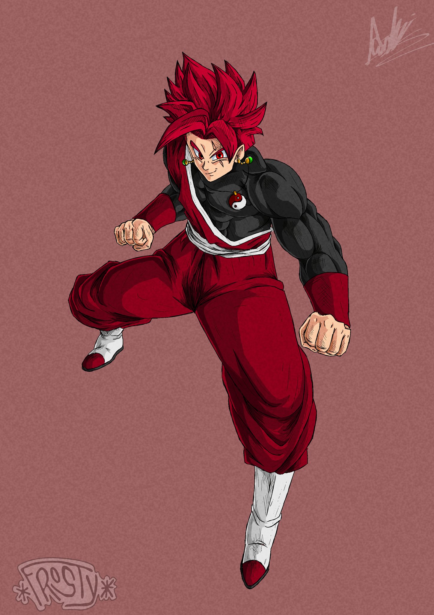 ❄️ Austin/Frosty ☯️ on Twitter: "My OC Couli in Super Saiyan God! With both his *canon* transformation colors (minty hair, blue eyes) and the OG red and eyes! 🔥 #fanart #DragonBall #