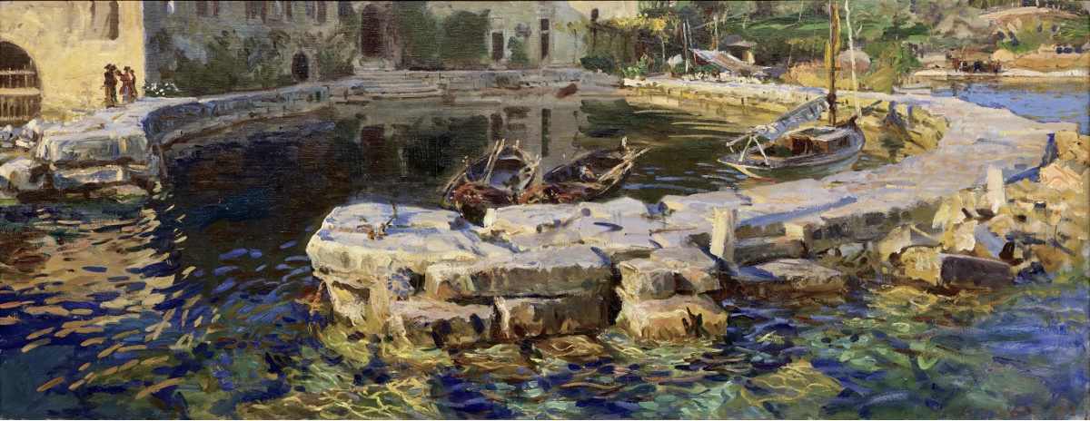 BeaverbrookAG's tweet photo. On this #BlueMonday we are picturing the view of “San Vigilio, Lake Garda” (1913) by John Singer Sargent. I’m sure we’d all love to sit on this stony pier and dangle our feet in the beautiful blue lake and forget all about our Monday Blues.
#MasterworksMonday https://t.co/VUsOsaM1rf