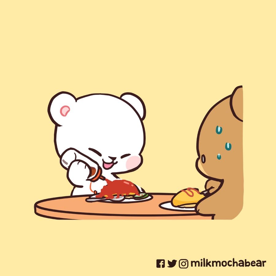 Tasty(?)😅
---
Feel free to mention someone who loves to add extra flavor to their food~! 🍅❤

#milkmochabear
#milkandmocha