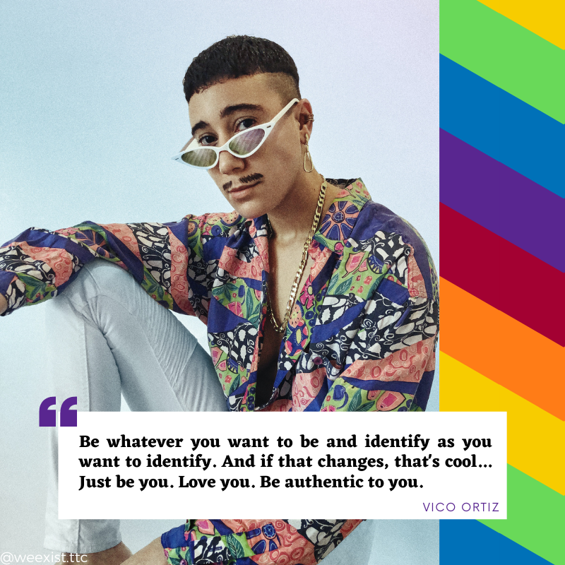 weexist_ttc's tweet photo. Our #Queerspiration for this week is @puertoricaninja! Vico Ortiz always radiates fierce &amp; optimistic energy into everything they create. Thank you for continuing to represent the joys, experiences, &amp; concerns of those within our gender diverse community through your work. https://t.co/zkrYPysEFa