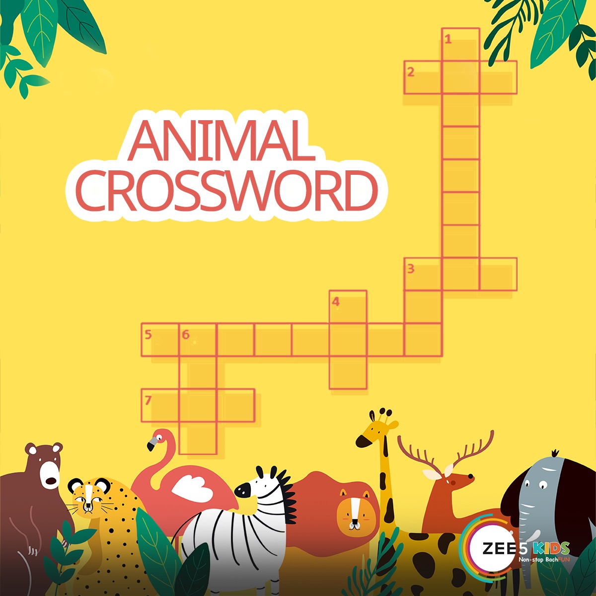Free5onZee5's tweet photo. Make your kids solve the crossword and share their answers in comments. We’re waiting!  #ZEE5Kids #NonStopBachFun https://t.co/cmMbe2NQ1I