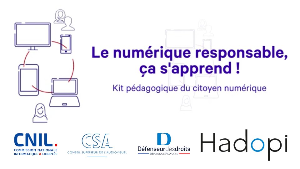 EMI_edu_num's tweet photo. #CitoyennetéNumérique | @csaudiovisuel @Defenseurdroits @InsidOpi &amp; @CNIL publient en commun « #NumériqueResponsable », kit pédagogique abordant les thèmes suivants :  
✳️ Droits sur Internet
✳️ #ViePrivée
✳️ #PropriétéIntellectuelle
✳️ #ParentalitéNumérique #écrans 

@EDUCNUM https://t.co/7YM0PXZIoI