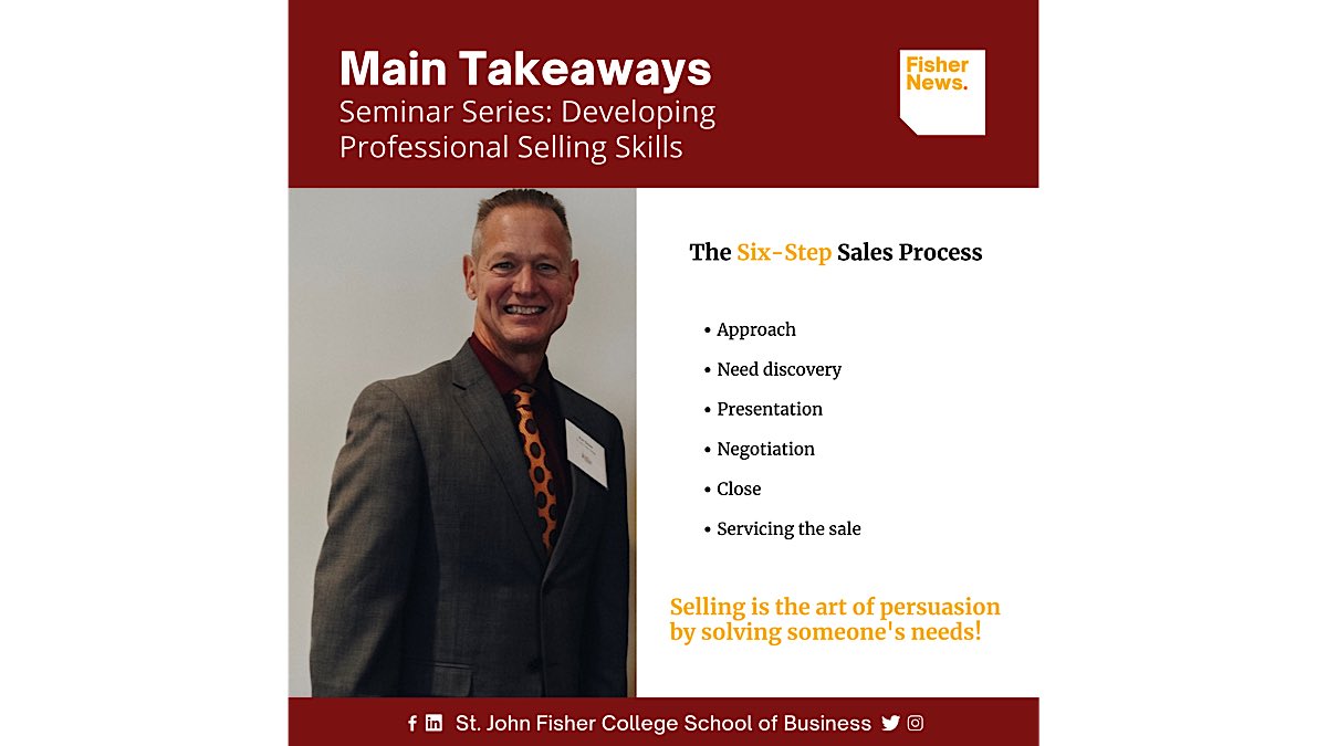 Professor Sicker introduced a six-step selling process for sales.