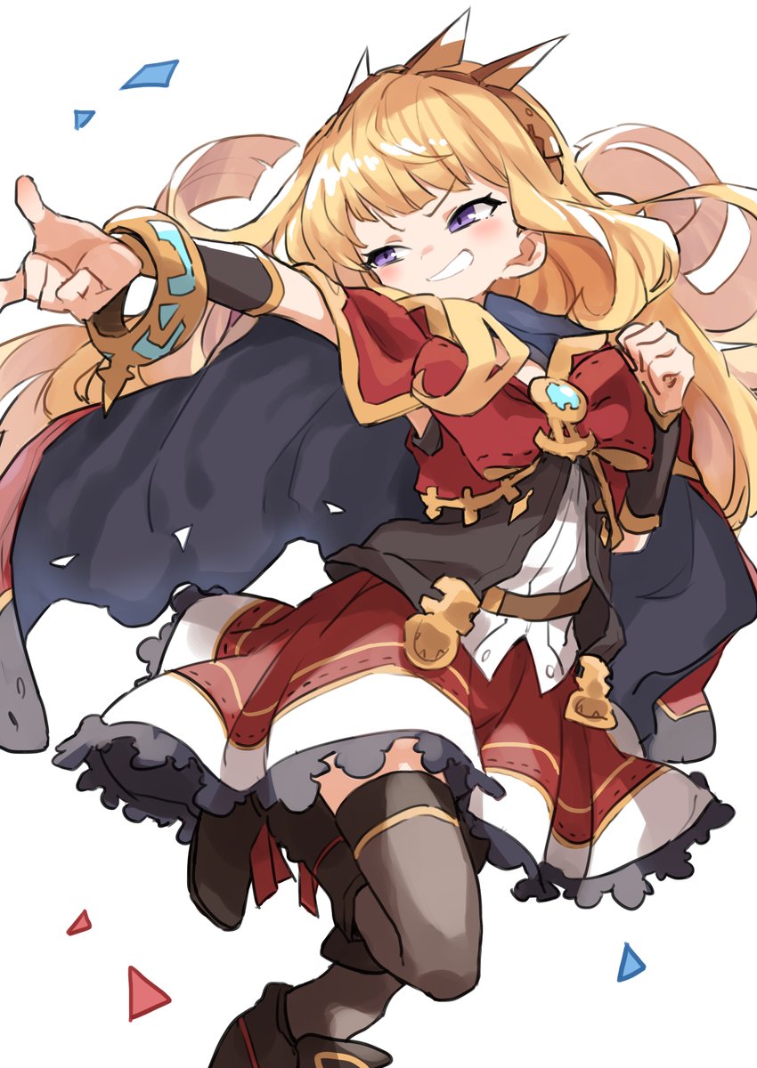 cagliostro (granblue fantasy) 1girl long hair blonde hair solo thighhighs purple eyes smile  illustration images