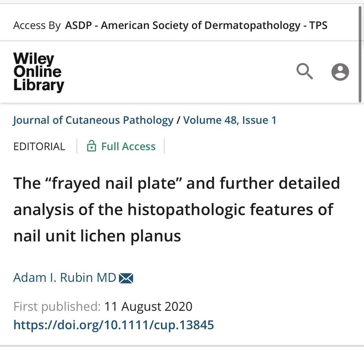 DermpathJC (@dermpathjc) on Twitter photo <a href="/SGottesmanMD/">Silvija Gottesman MD</a> <a href="/DCSkipperDO/">Daniel Skipper</a> <a href="/caceypeters/">Cacey Peters, MD, FCAP, FASDP</a> <a href="/pembeoltulu/">Pembe Oltulu, MD</a> <a href="/WMKleinMD/">Walter Klein MD</a> <a href="/GregHoslerMDPhD/">Gregory A Hosler</a> <a href="/LinskeyKaty/">Katy Veprauskas</a> <a href="/DrPatrickRush/">Patrick Rush</a> <a href="/JMGardnerMD/">Jerad Gardner, MD</a> <a href="/JordanDermPath/">Adrienne Jordan</a> <a href="/sunpungi/">Jisun Cha MD FAAD</a> <a href="/DrLaurenStuart/">Lauren Stuart MD,MBA</a> <a href="/ErinCarlquistMD/">Erin Carlquist,</a> <a href="/MightyDermPath/">Sara Shalin</a> <a href="/AnnieMorrisonMD/">Annie O. Morrison MD</a> <a href="/ASonido/">AJames Sonido</a> <a href="/mydermpath/">Raj Singh MD</a> <a href="/JRamirezMD/">James A. Ramirez</a> <a href="/VijayPatho/">Vijay Shankar S</a> <a href="/tonitatirado/">Mariantonieta Tirado</a> <a href="/AmyHDeekenMD/">π
°π
Όππ
·π
³π
΄π
΄π
Ίπ
΄π
½π
Όπ
³</a> <a href="/RosNazarianMD/">Rosalynn Nazarian MD</a> <a href="/CutisViaLux/">Joseph Susa, DO</a> <a href="/JCutaneousPath/">J Cutan Pathol</a> <a href="/Dr_MikeDeWall/">Mike DeWall, D.O.</a> <a href="/ArchivesPath/">Arch Pathol Lab Med</a> <a href="/dmlarsonpath1/">David Larson</a> <a href="/aprimi/">Andrea P Moy, MD</a> <a href="/luishcruzc/">Luis Humberto Cruz C</a> <a href="/gonzadetoro/">Gonzalo De Toro</a> <a href="/janavarro_MD/">ToΓ±o Navarro, M.D. π¬ποΈ</a> <a href="/KMirza/">Kamran Mirza MD PhD - Ϊ©Ψ§Ω
Ψ±Ψ§Ω Ω
Ψ±Ψ²Ψ§</a> <a href="/DrSarahDerm/">Sarah Stierman MD</a> <a href="/JJSpeiserMD/">Jodi Speiser</a> @ilanarosman <a href="/AlswiedPath/">Abdullah Alswied, MD, PhD</a> <a href="/Dr_Jukic/">Drazen Jukic</a> <a href="/ASDPTweets/">American Society of Dermatopathology</a> @jina_chung <a href="/MitulModiMD/">Mitul B. Modi, MD</a> <a href="/FrozenSections/">Anurag Sharma</a> @NarinaGroveMD <a href="/Dermpathl/">Dermpath-L</a> <a href="/HENRYY_MD/">Henry YANG</a> <a href="/Chucktowndoc/">Frank Ingram, MD</a> <a href="/DrGeeONE/">Olaleke Folaranmi</a> <a href="/thedermpathdoc/">@thedermpathdoc</a> <a href="/StanMiller17/">Stanton Miller</a> <a href="/KonstantinosLin/">Konstantinos LinosMD</a> Save the Date! Kicking off the new year with a #DermpathJC on 01/28/2021, 9pmEST. Will review: Histopath eval of nail lichen planus & Dr Adam Rubinβs editorial on this topic. Free access courtesy of <a href="/JCutaneousPath/">J Cutan Pathol</a>. #dermpath Links
doi.org/10.1111/cup.13β¦
doi.org/10.1111/cup.13β¦ <a href="/SGottesmanMD/">Silvija Gottesman MD</a> <a href="/DCSkipperDO/">Daniel Skipper</a> <a href="/caceypeters/">Cacey Peters, MD, FCAP, FASDP</a> <a href="/pembeoltulu/">Pembe Oltulu, MD</a> <a href="/WMKleinMD/">Walter Klein MD</a> <a href="/GregHoslerMDPhD/">Gregory A Hosler</a> <a href="/LinskeyKaty/">Katy Veprauskas</a> <a href="/DrPatrickRush/">Patrick Rush</a> <a href="/JMGardnerMD/">Jerad Gardner, MD</a> <a href="/JordanDermPath/">Adrienne Jordan</a> <a href="/sunpungi/">Jisun Cha MD FAAD</a> <a href="/DrLaurenStuart/">Lauren Stuart MD,MBA</a> <a href="/ErinCarlquistMD/">Erin Carlquist,</a> <a href="/MightyDermPath/">Sara Shalin</a> <a href="/AnnieMorrisonMD/">Annie O. Morrison MD</a> <a href="/ASonido/">AJames Sonido</a> <a href="/mydermpath/">Raj Singh MD</a> <a href="/JRamirezMD/">James A. Ramirez</a> <a href="/VijayPatho/">Vijay Shankar S</a> <a href="/tonitatirado/">Mariantonieta Tirado</a> <a href="/AmyHDeekenMD/">π
°π
Όππ
·π
³π
΄π
΄π
Ίπ
΄π
½π
Όπ
³</a> <a href="/RosNazarianMD/">Rosalynn Nazarian MD</a> <a href="/CutisViaLux/">Joseph Susa, DO</a> <a href="/JCutaneousPath/">J Cutan Pathol</a> <a href="/Dr_MikeDeWall/">Mike DeWall, D.O.</a> <a href="/ArchivesPath/">Arch Pathol Lab Med</a> <a href="/dmlarsonpath1/">David Larson</a> <a href="/aprimi/">Andrea P Moy, MD</a> <a href="/luishcruzc/">Luis Humberto Cruz C</a> <a href="/gonzadetoro/">Gonzalo De Toro</a> <a href="/janavarro_MD/">ToΓ±o Navarro, M.D. π¬ποΈ</a> <a href="/KMirza/">Kamran Mirza MD PhD - Ϊ©Ψ§Ω
Ψ±Ψ§Ω Ω
Ψ±Ψ²Ψ§</a> <a href="/DrSarahDerm/">Sarah Stierman MD</a> <a href="/JJSpeiserMD/">Jodi Speiser</a> @ilanarosman <a href="/AlswiedPath/">Abdullah Alswied, MD, PhD</a> <a href="/Dr_Jukic/">Drazen Jukic</a> <a href="/ASDPTweets/">American Society of Dermatopathology</a> @jina_chung <a href="/MitulModiMD/">Mitul B. Modi, MD</a> <a href="/FrozenSections/">Anurag Sharma</a> @NarinaGroveMD <a href="/Dermpathl/">Dermpath-L</a> <a href="/HENRYY_MD/">Henry YANG</a> <a href="/Chucktowndoc/">Frank Ingram, MD</a> <a href="/DrGeeONE/">Olaleke Folaranmi</a> <a href="/thedermpathdoc/">@thedermpathdoc</a> <a href="/StanMiller17/">Stanton Miller</a> <a href="/KonstantinosLin/">Konstantinos LinosMD</a> Save the Date! Kicking off the new year with a #DermpathJC on 01/28/2021, 9pmEST. Will review: Histopath eval of nail lichen planus & Dr Adam Rubinβs editorial on this topic. Free access courtesy of <a href="/JCutaneousPath/">J Cutan Pathol</a>. #dermpath Links
doi.org/10.1111/cup.13β¦
doi.org/10.1111/cup.13β¦