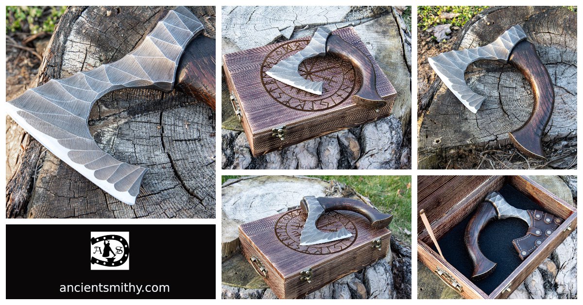 AncientSmithy's tweet photo. Viking axe "Skarpt nebb" with runic wooden box https://t.co/yLqUHiaPze #ancientsmithy #vikings #vikingaxe #handmade #handmadeaxe #bestgift #giftideas #giftideas2021 #バイキング #手作り #手作りの斧 #nordic #nordicaxe #vikingsfun #vikingguy #vikingos https://t.co/X4dzo0zdYZ