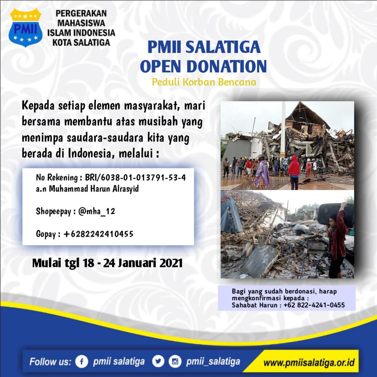 pmiisalatiga's tweet photo. Manusia bantu manusia dan mereka masih saudara kita #PrayforKalimantanSelatan #PrayforSulawesi #PrayforJabar https://t.co/B6OuONwX27