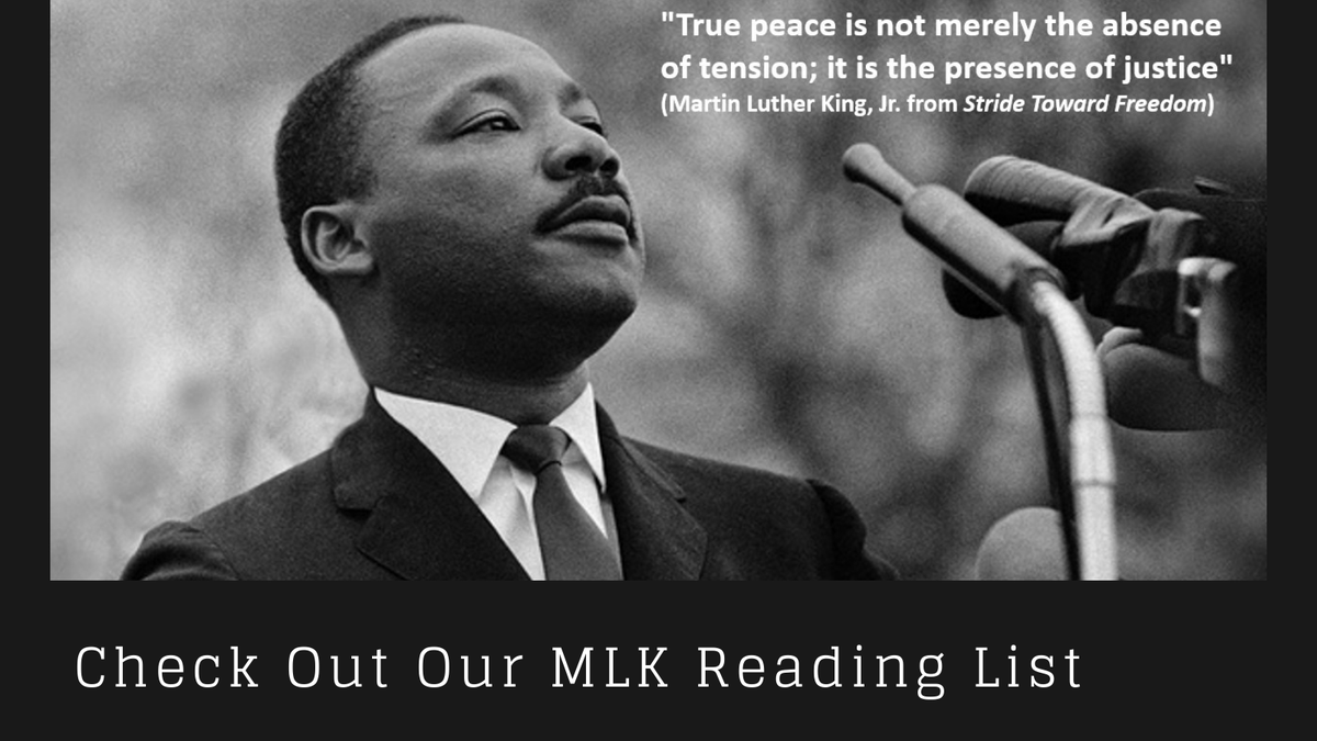 trinitylibrary's tweet image. To celebrate MLK Day, Trinity librarians created an MLK reading list. It includes books by Dr. King, speeches, writings, virtual events &amp;amp; ways to honor Dr. King’s legacy while working to dismantle racism &amp;amp; other systems of oppression. courseguides.trincoll.edu/MLK_Reading_Li…
