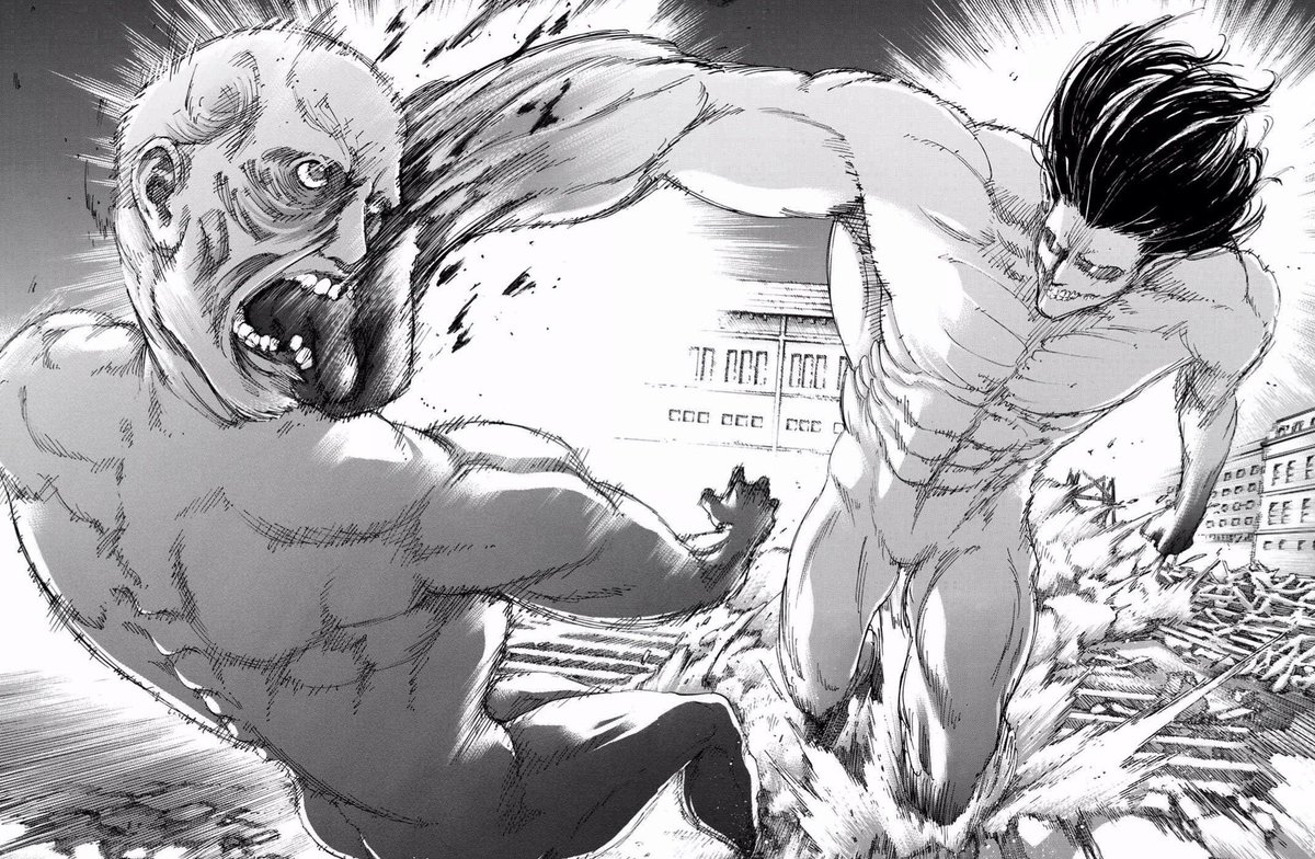 Artt On Twitter エレンがヴィリー妹 ラーラ タイバー が完璧に戦鎚の巨人に巨人化出来る前にボコボコに殴るシーン 例えるなら仮面ライダーが変身する前に襲撃するみたいでお約束を破る感あってクソ好き