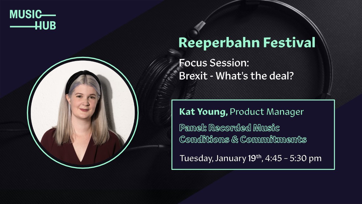 What consequences will Brexit have on record labels and publishers? Our Senior Product Manager Kat Young will join @Reeperbahn_Fest's focus session "Brexit - What's the deal?” tomorrow, January 19th, 4:45 – 5:30 pm. bit.ly/3nQKB49 #ReeperbahnFestival #Brexit #MusicHub