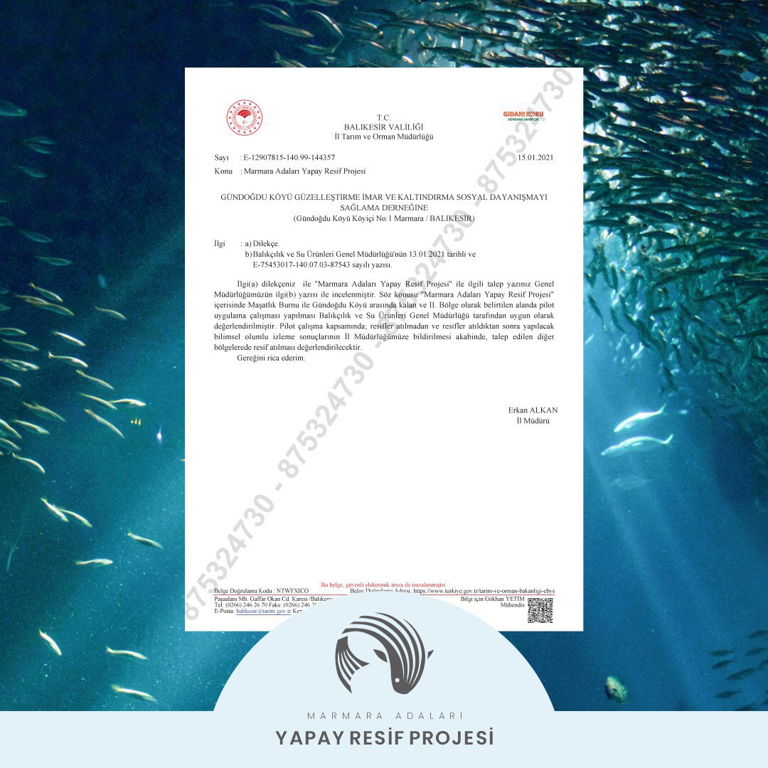 #YapayResifler Projemiz 30 civarı proje içinden Bakanlık onayını alan tek proje oldu, mutluyuz.

Adalarımıza hayırlı olsun!  

Projemizi ulusal çapta referans bir proje yapmak, üniversitelere, bilim insanlarına, veri üreten bir araştırma merkezine dönüştürmek en büyük hayalimiz.