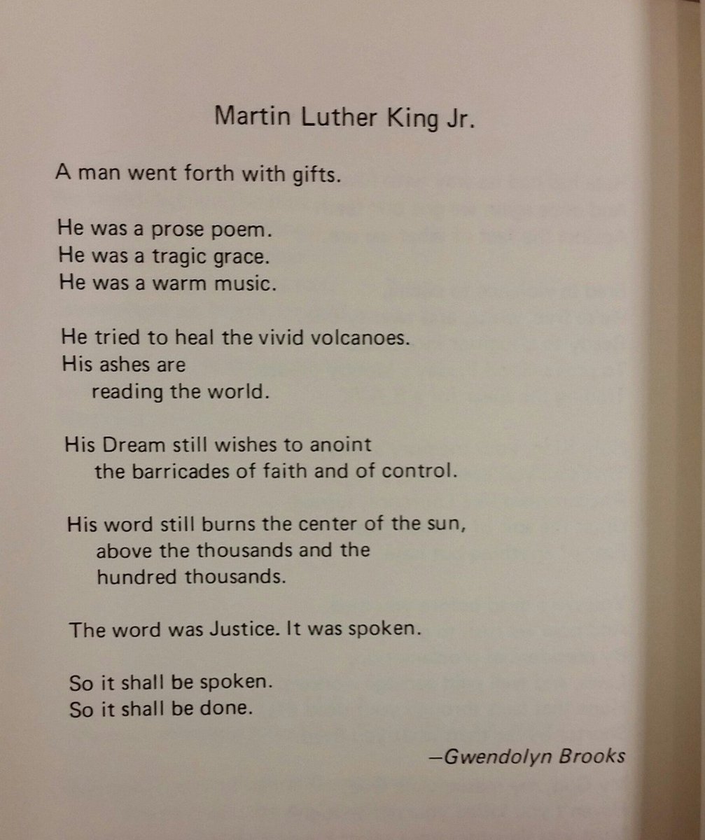 MrsHopsClass's tweet photo. Gwendolyn Brooks, on MLK Jr. 
"His ashes are/ reading the world." https://t.co/tr0DQgmmcY