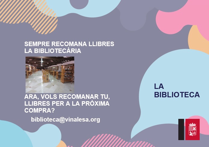 📚Quins llibres t’agradaria que hi haguera a la Biblioteca de Vinalesa? Fes la teua llista i envia-la al correu biblioteca@vinalesa.org

Molt bona iniciativa de la Biblioteca Municipal per a fomentar la lectura i la participació al nostre poble👏