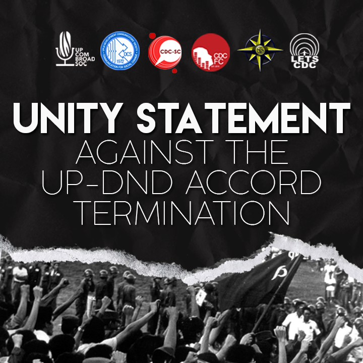 UPLBCDCSC's tweet photo. READ: Unity Statement Against the UP-DND Accord Termination

https://t.co/GrcN3Ixb8O

#DefendUP
#DefendAcademicFreedom
#AbolishNTFELCAC
#JunkTerrorLaw
#NoToCampusMilitarization https://t.co/8gvCJMbV1K