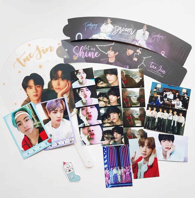 This arrived today!! I allowed @FlowerCupEvents to use my artworks for their taejin bday event and they were so kind to send me the freebies too 🥺💜 
Thank you so much!! I'll use them to decorate my planner 😆 