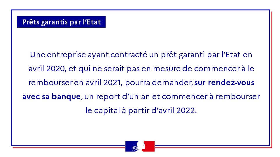 Economie_Gouv's tweet photo. 🔴 #Covid19 | Le prêt garanti par l’Etat peut faire l’objet d’un différé de remboursement supplémentaire. #PGE
Plus d'infos ➡ https://t.co/ebdEUZvrnh
#Thread https://t.co/vy7mDI7ZNc