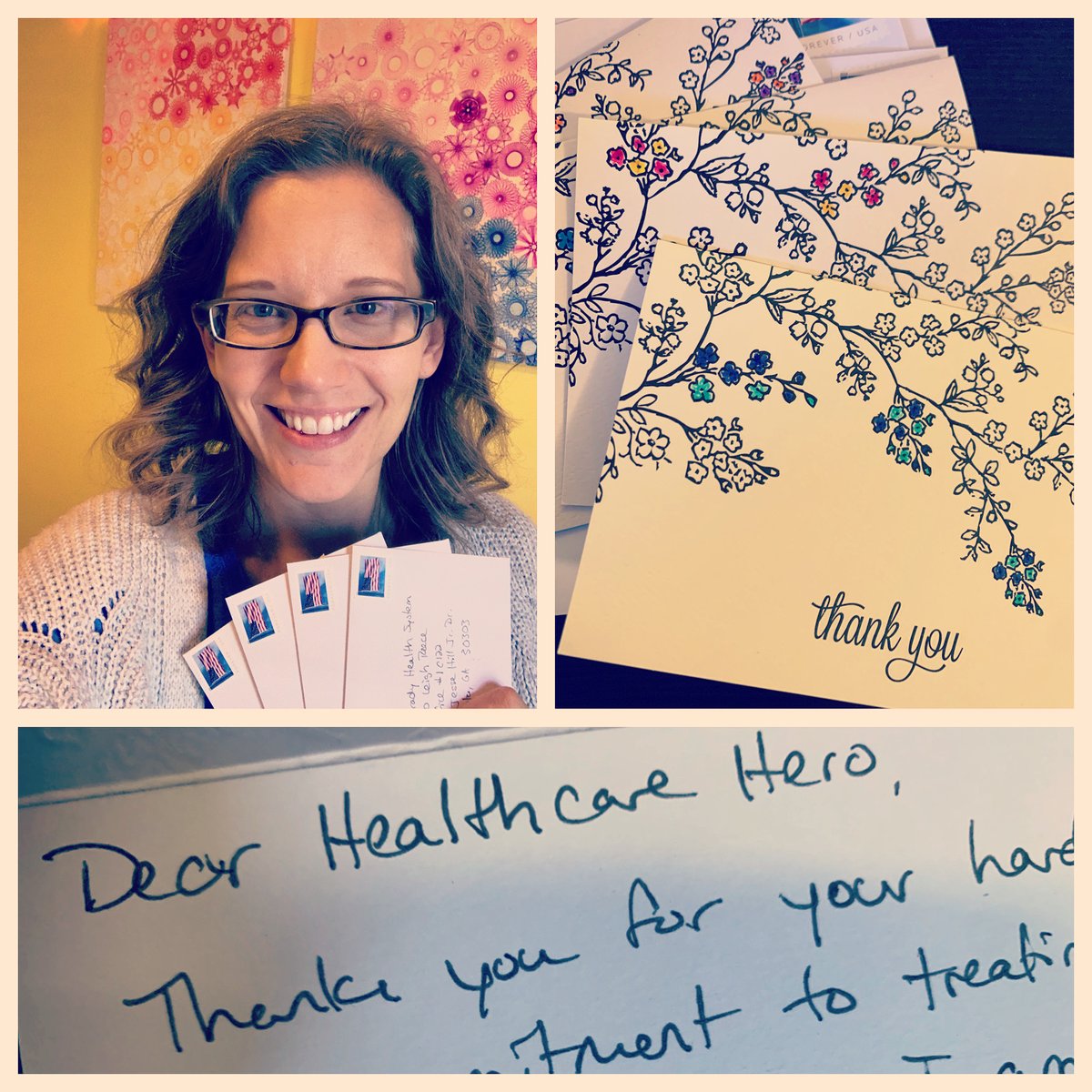 amytallmadge's tweet photo. In honor of #mlknationaldayofservice, I joined a virtual event hosted by @handsonatlanta to write thank you letters to healthcare workers! You can actually write letters any time (https://t.co/ZyJEXwTM5w...) and I encourage you to do so! #mlkatl #writesomethinggood https://t.co/xELGUZdeXT