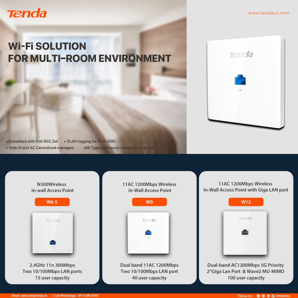 TendaMea's tweet image. Tenda In-Wall Access point  blends seamlessly into any business setting with a refined, minimalist appearance and reliable performance 👍

✅ Easy Setup
✅ Compact Design
✅Web UI &amp;amp;  Centralized Managed 
✅ PoE

#tendamea #tenda #inwall #accesspoint  #poe #coverage  #hotelwifi