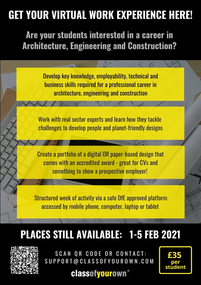 Teach_DEC (@teach_dec) on Twitter photo UK #COLLEGES: NEED WORK EXPERIENCE FOR ARCHITECTURE, ENGINEERING AND CONSTRUCTION STUDENTS?
<a href="/DECinSchools/">Design...Engineer...Construct!</a> have an opportunity for them to learn from some of the best in the business on our Virtual Work Experience. Five structured days that help meet #TLEVEL #WEx placement days.. UK #COLLEGES: NEED WORK EXPERIENCE FOR ARCHITECTURE, ENGINEERING AND CONSTRUCTION STUDENTS?
<a href="/DECinSchools/">Design...Engineer...Construct!</a> have an opportunity for them to learn from some of the best in the business on our Virtual Work Experience. Five structured days that help meet #TLEVEL #WEx placement days..