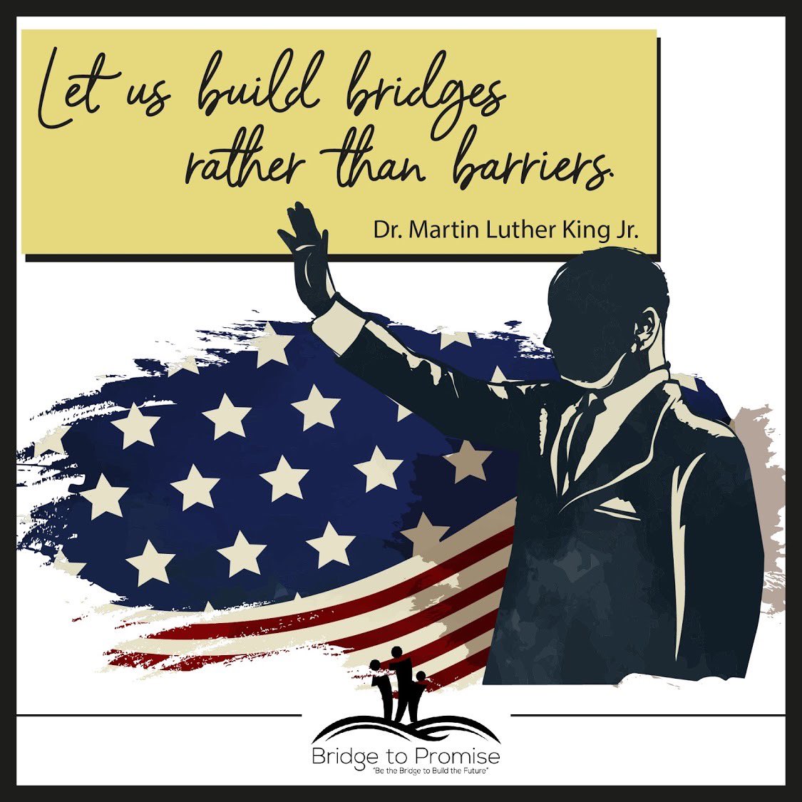 bridgetopromise's tweet photo. Today we celebrate the life and legacy of Dr. Martin Luther King Jr. His life has a lasting impact and his words are even more true during this time. 

Let's build bridges... https://t.co/p2n4l48VBT