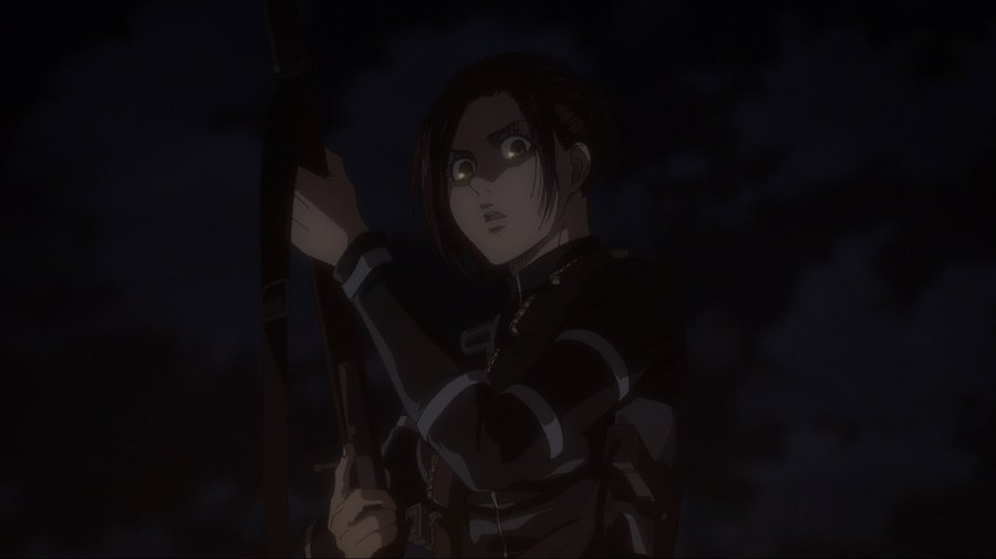 Sasha qui tuait des gens avec un sang froid de malade !L'animation était tellement claire que l'on voyait le reflet de Sasha dans les yeux de Gabi... Je sens elle va regretter d'avoir épargné la sale mome à ce moment