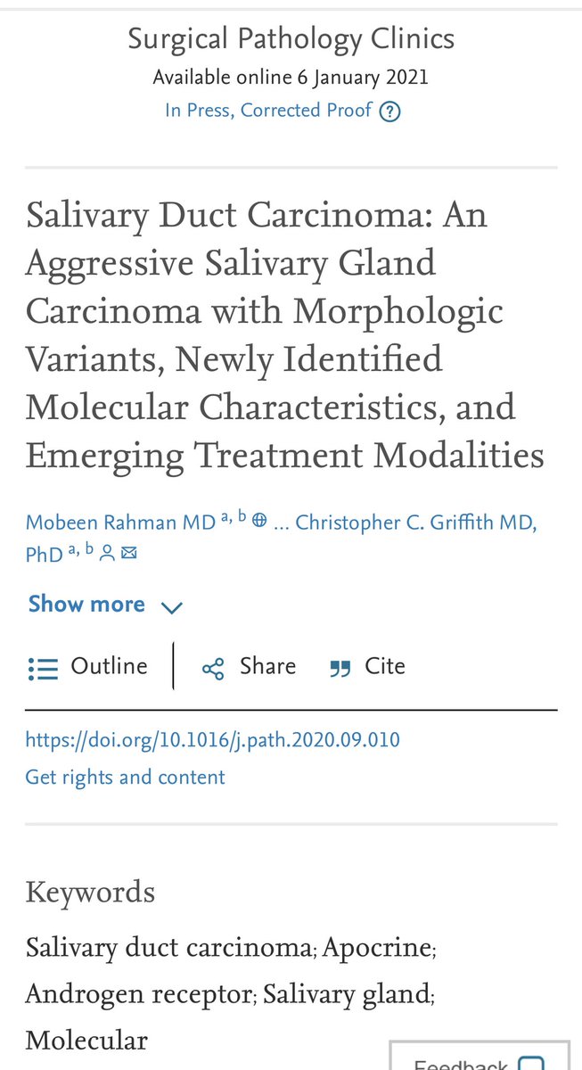 Just had my first book chapter published on salivary duct ca. Awesome teamwork with <a href="/golgigriff/">Chris Griffith</a>! #PathTwitter #pathology #medicine #headandneck <a href="/smlungpathguy/">Sanjay Mukhopadhyay</a> <a href="/ScottBikeethan/">Scott Kilpatrick, MD</a>